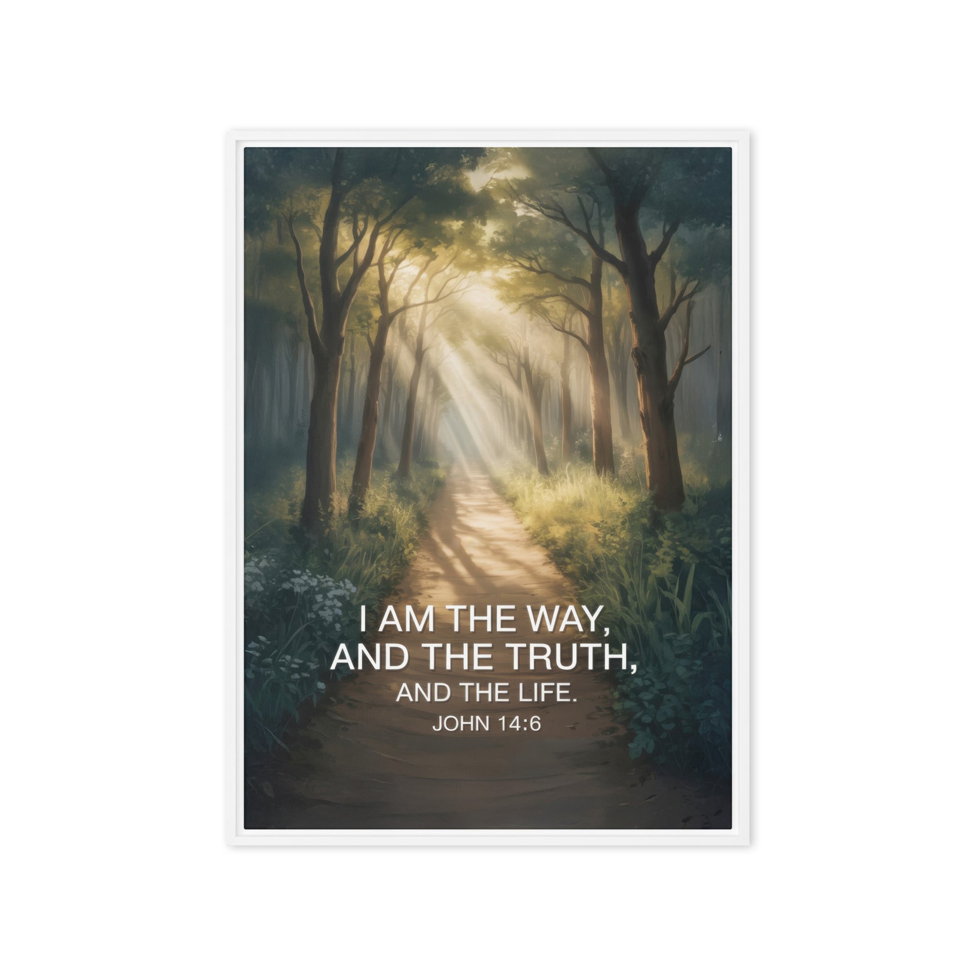 John 14:6 Bible Verse I Am Framed Canvas White 20″×28″