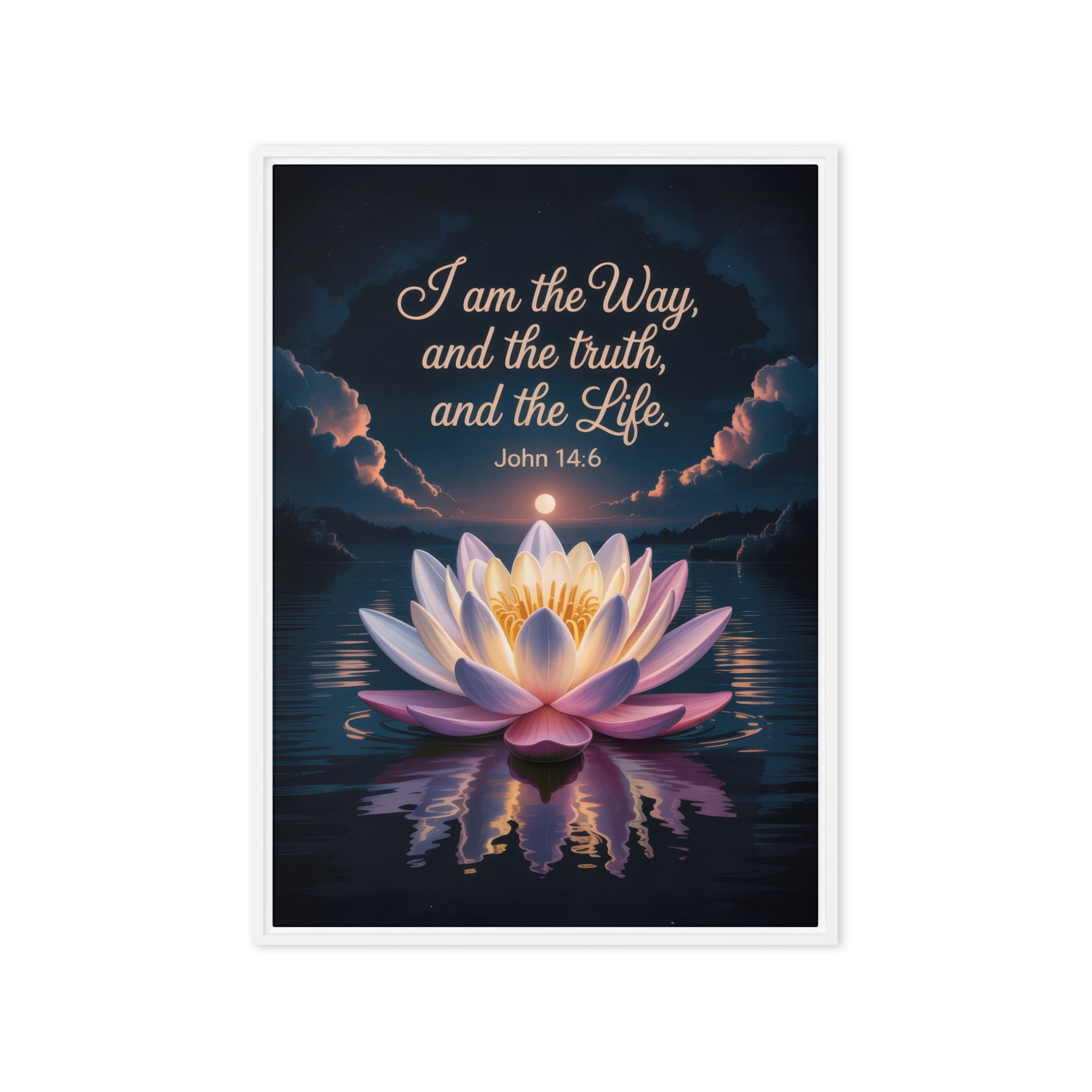 John 14:6 Bible Verse The Way Framed Canvas White 20″×28″