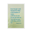 Psalm 23:4 Bible Verse, fear no evil Framed Canvas Print Wall Art White 20″×30″
