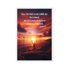 Psalm 107:1 Bible Verse, Give Thanks to the Lord Framed Canvas Print Wall Art White 20″×30″