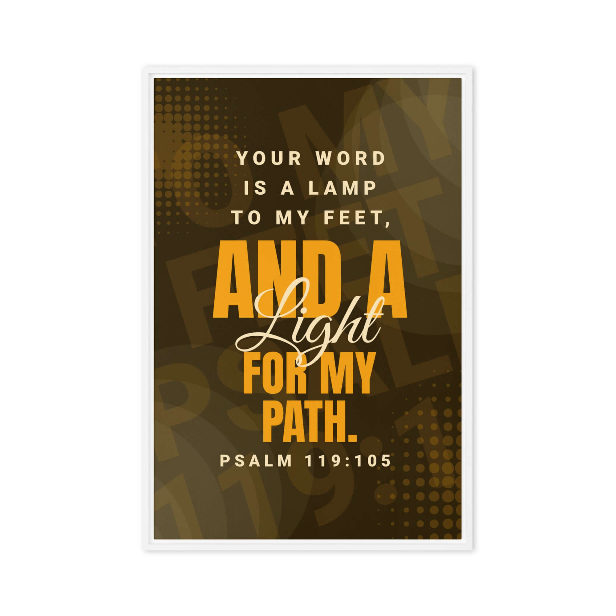 Psalm 119:105 Bible Verse, lamp to my feet Framed Canvas Print Wall Art White 20″×30″