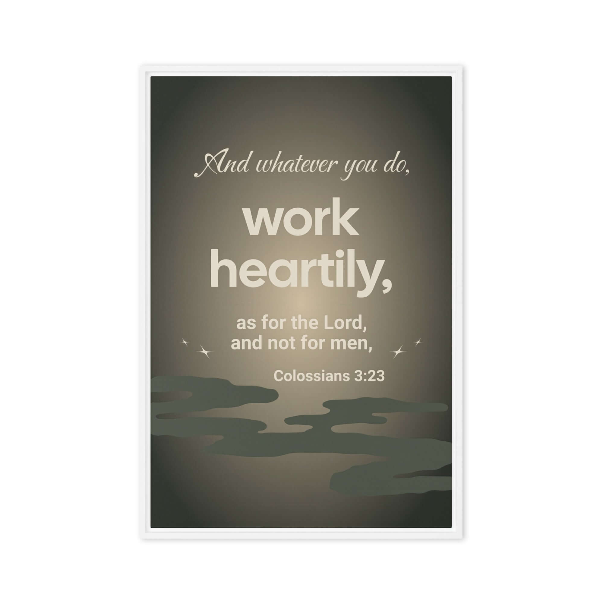 Colossians 3:23 Bible Verse, as for the Lord Framed Canvas Print Wall Art White 20″×30″