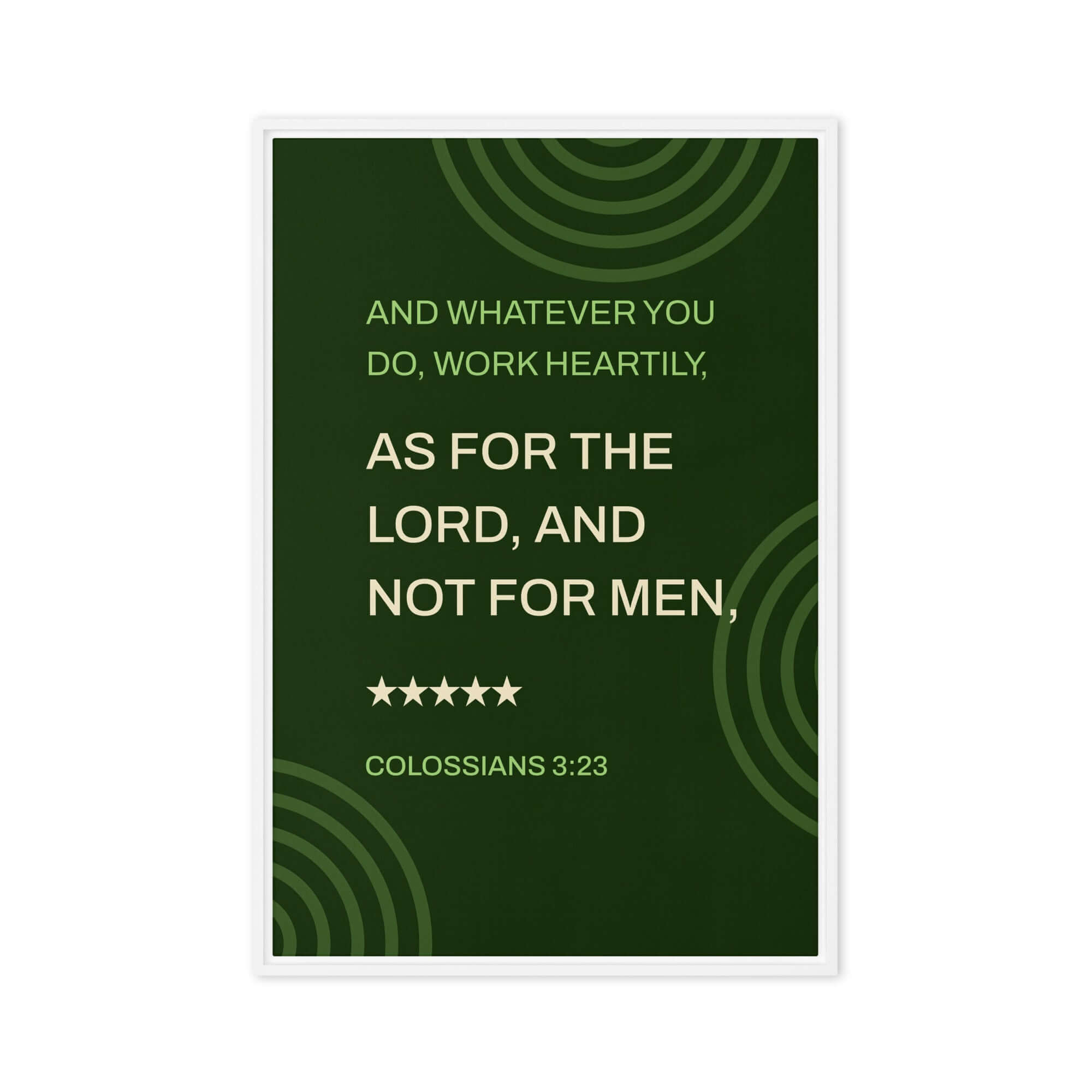 Colossians 3:23 Bible Verse, not for men Framed Canvas Print Wall Art White 20″×30″