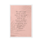 Revelation 21:4 Bible Verse, their eyes Framed Canvas Print Wall Art White 20″×30″