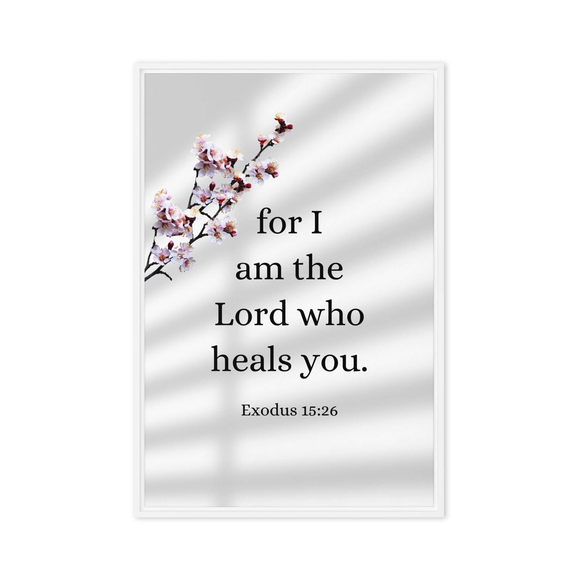 Exodus 15:26 Bible Verse, diligently listen Framed Canvas Print Wall Art White 20″×30″