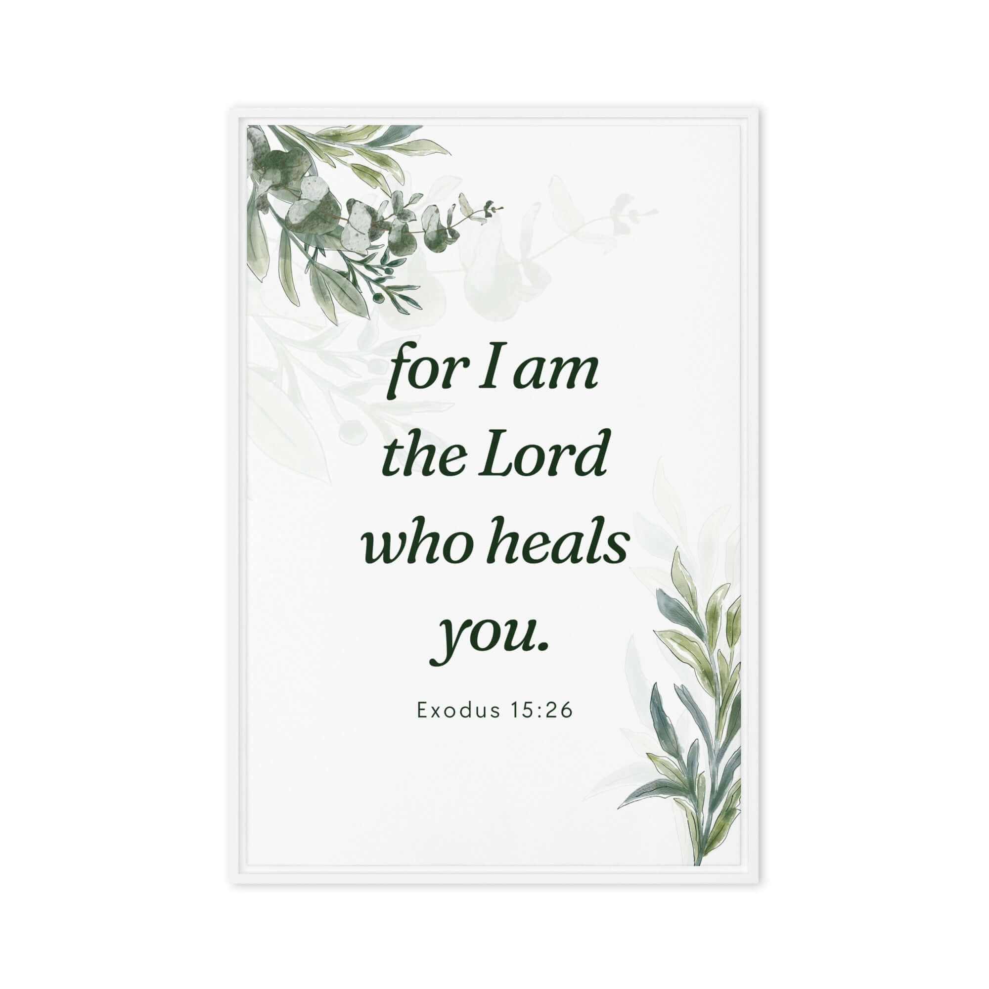 Exodus 15:26 Bible Verse, Gods voice Framed Canvas Print Wall Art White 20″×30″