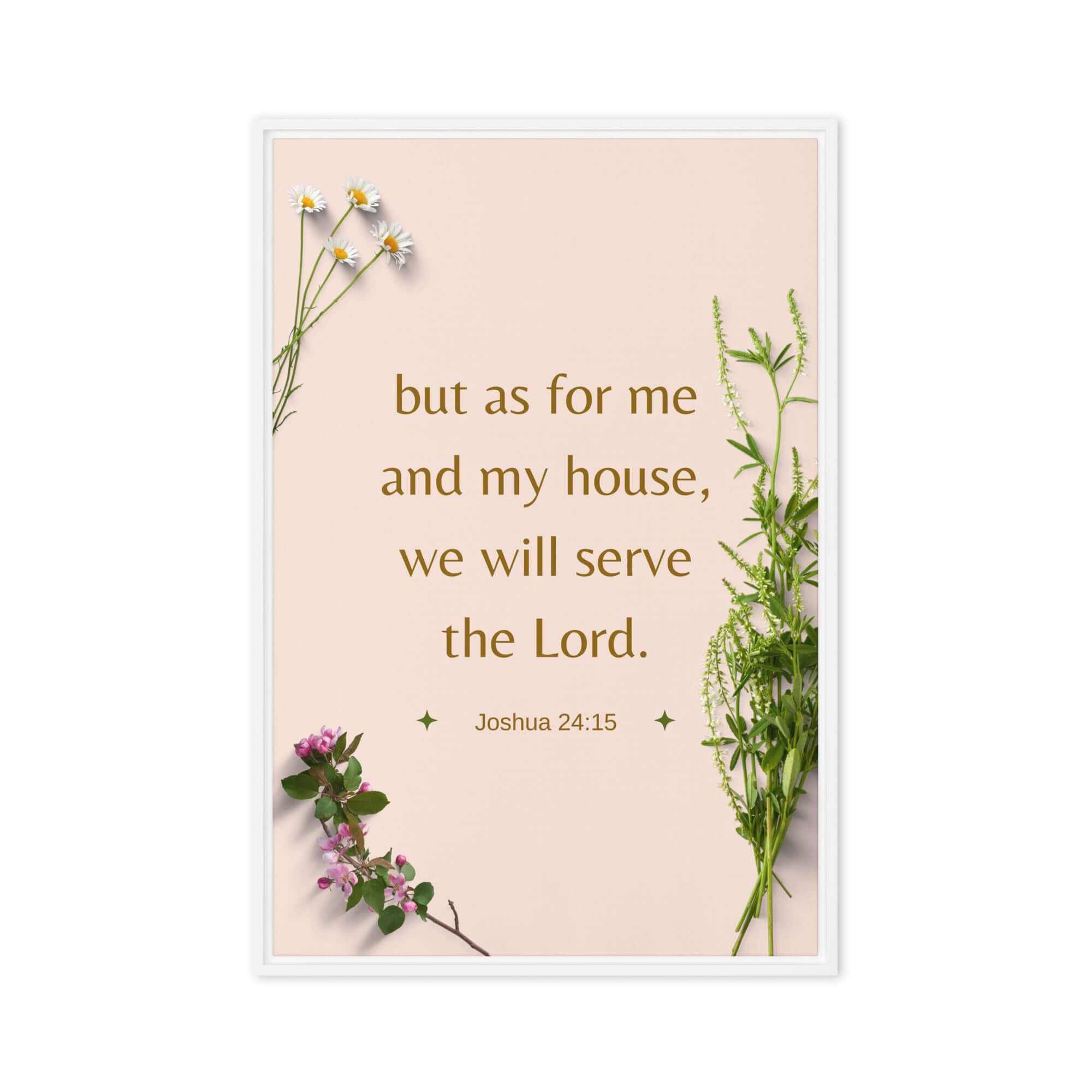 Joshua 24:15 Bible Verse, your fathers Framed Canvas Print Wall Art White 20″×30″