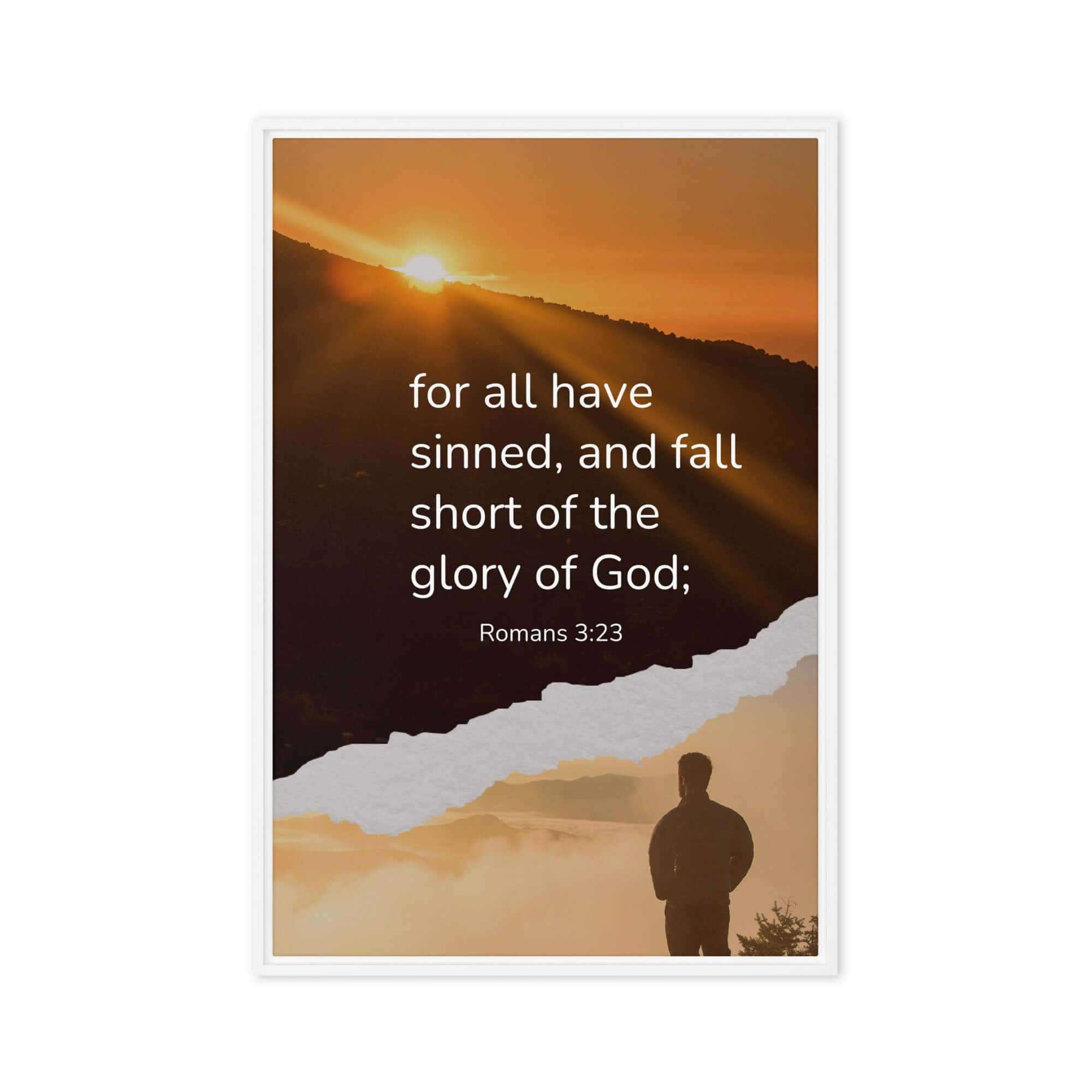 Romans 3:23 Bible Verse, of God Framed Canvas Print Wall Art White 20″×30″