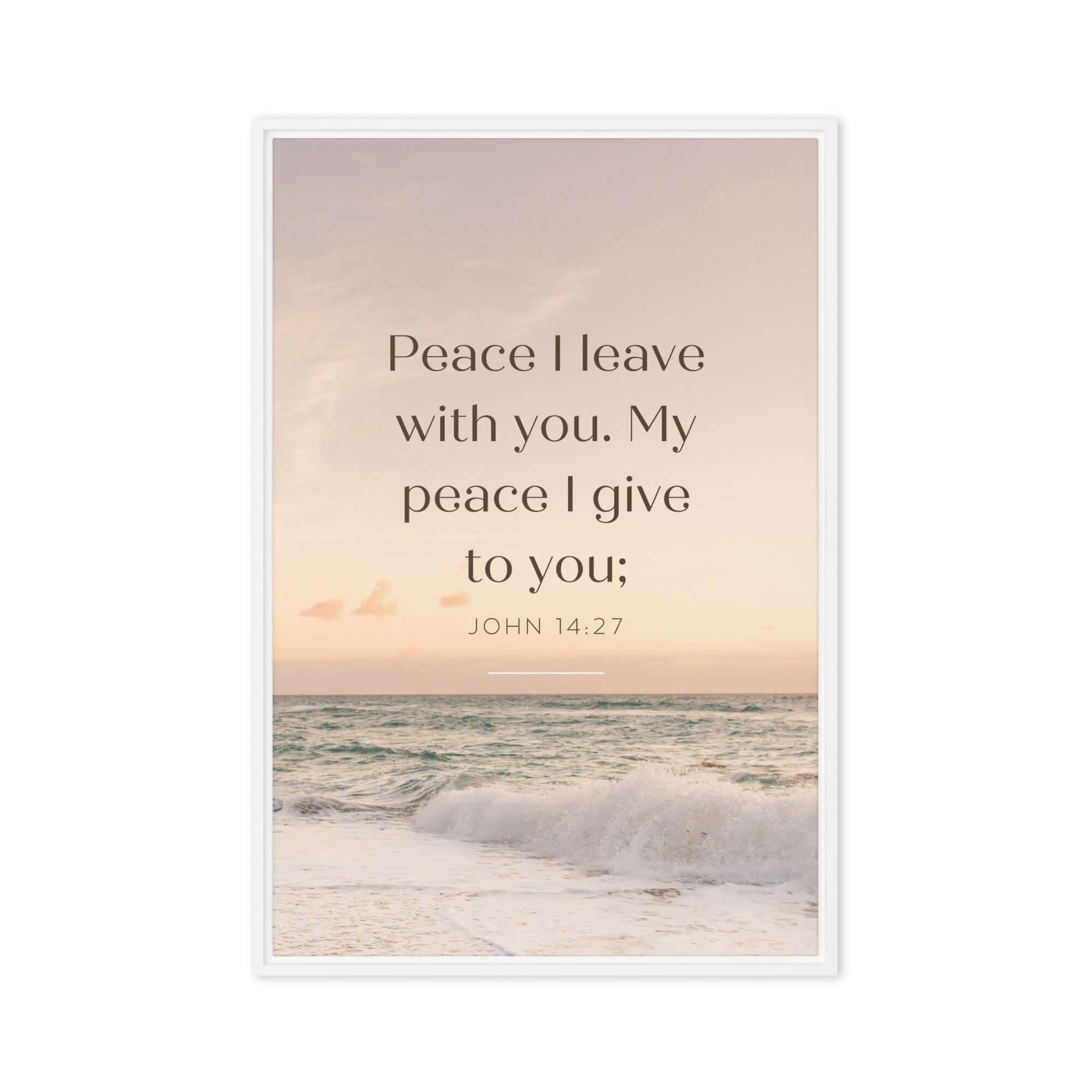 John 14:27 Bible Verse, not as the Framed Canvas Print Wall Art White 20″×30″