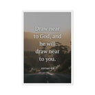James 4:8 Bible Verse, Cleanse your Framed Canvas Print Wall Art White 20″×30″
