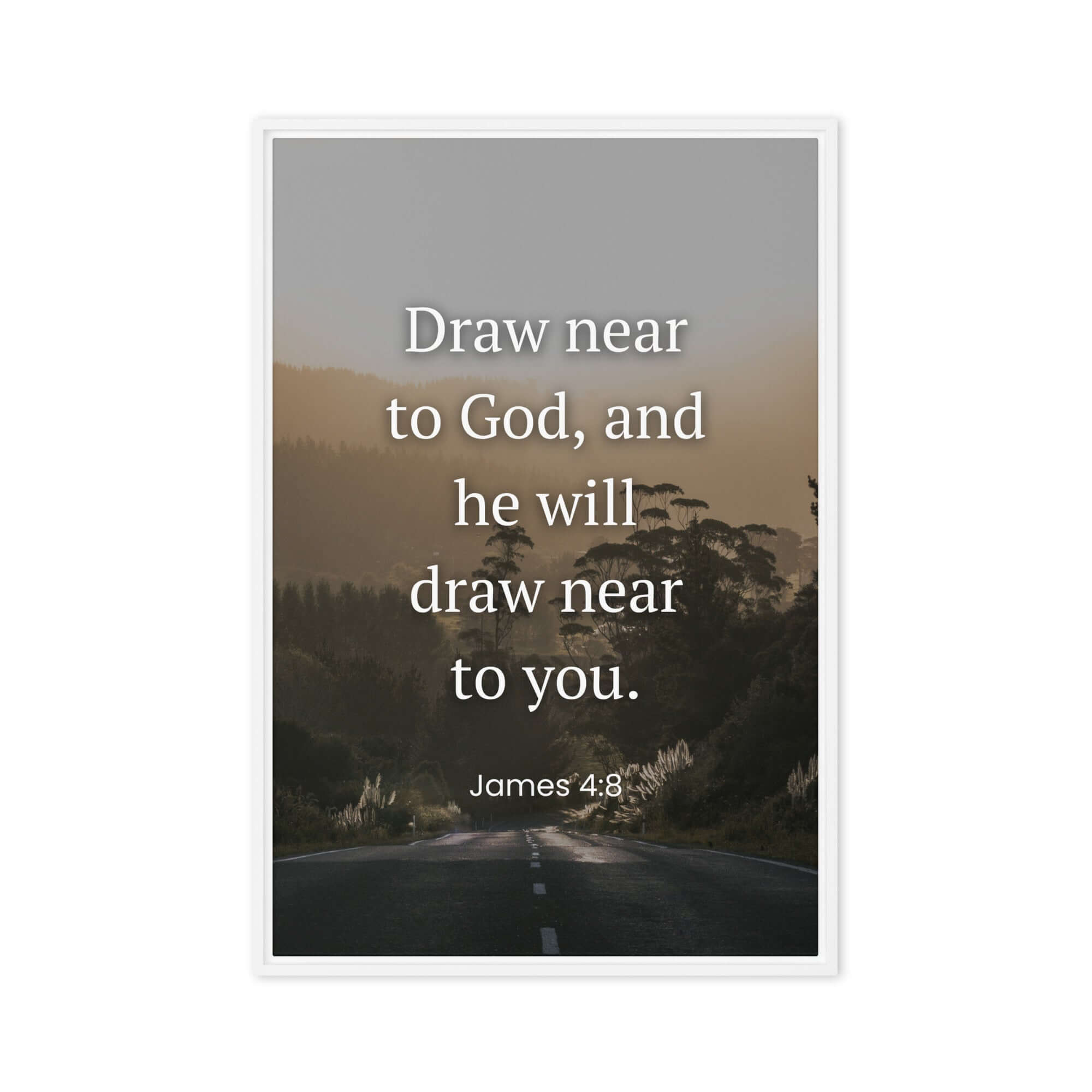 James 4:8 Bible Verse, Cleanse your Framed Canvas Print Wall Art White 20″×30″