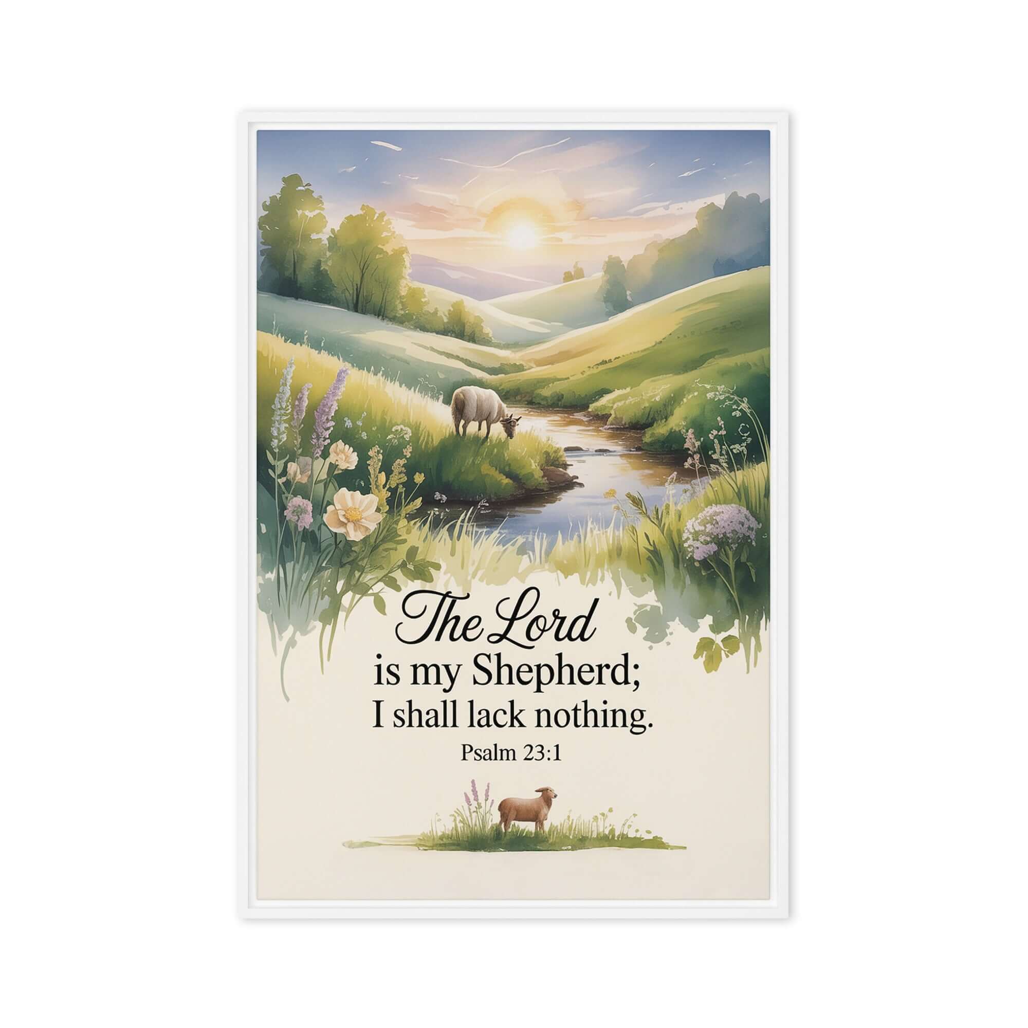 Psalm 23:1 Bible Verse, Lord Framed Canvas White 20″×30″