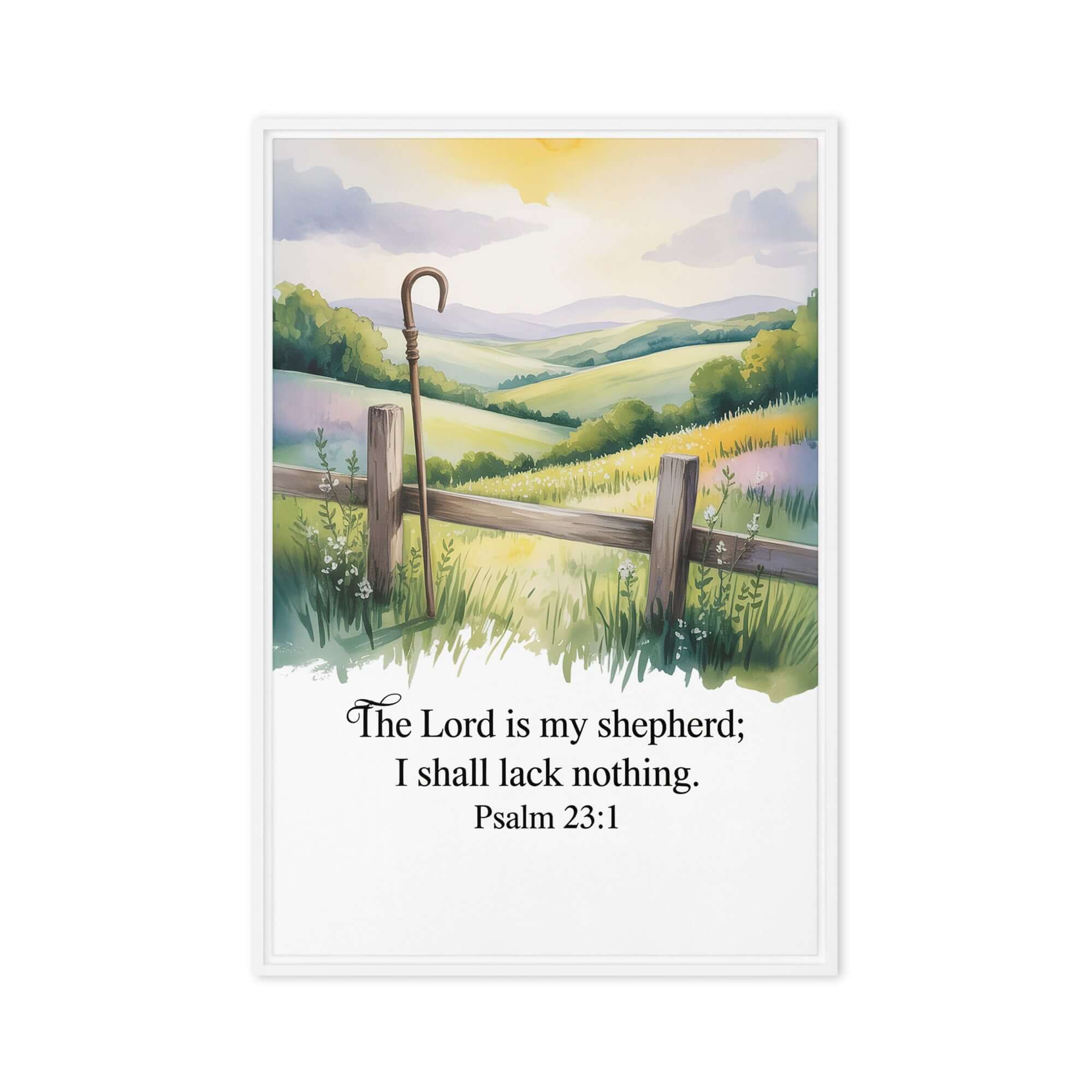 Psalm 23:1 Bible Verse, Lack Framed Canvas White 20″×30″