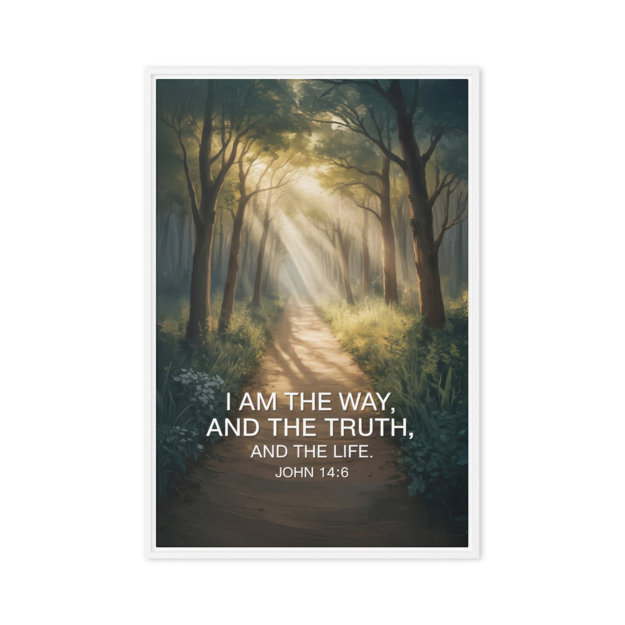 John 14:6 Bible Verse I Am Framed Canvas White 20″×30″
