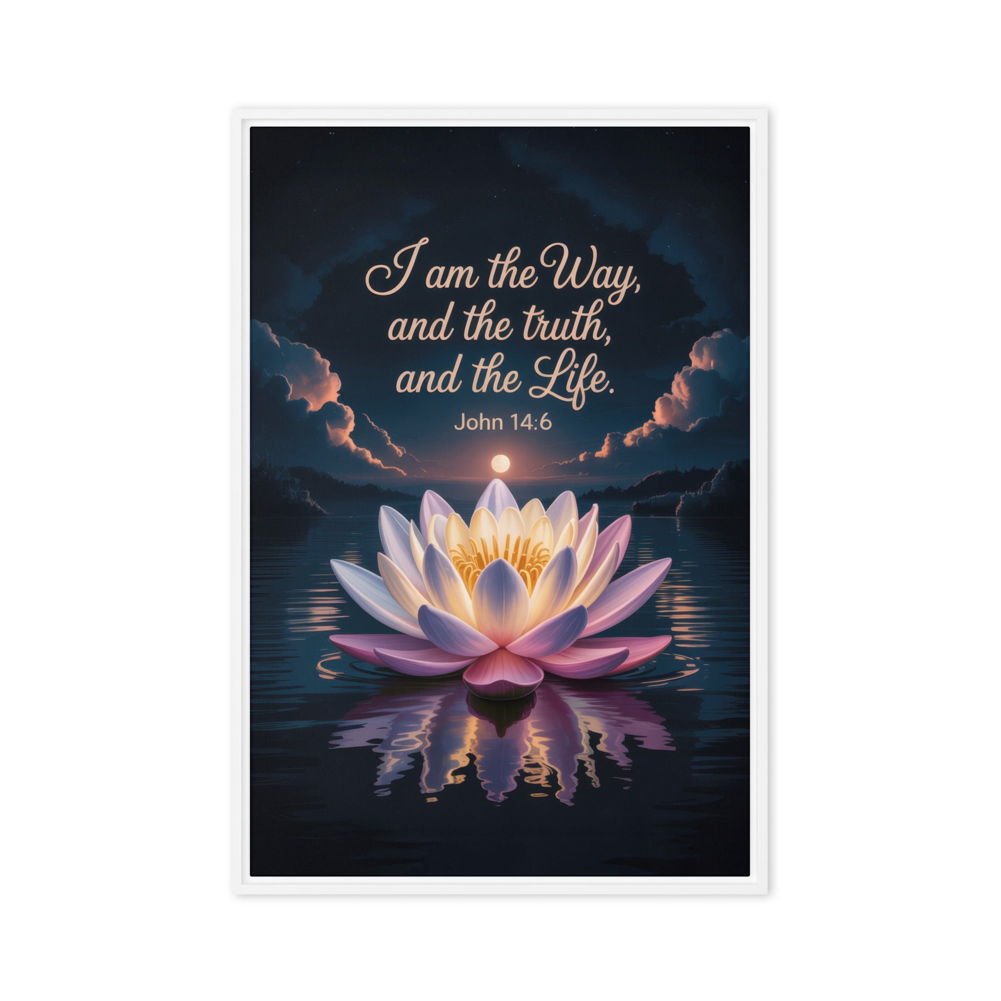 John 14:6 Bible Verse The Way Framed Canvas White 20″×30″