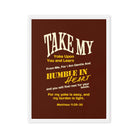 Matthew 11:29-30 Bible Verse, learn from me Framed Canvas Print Wall Art White 24″×32″