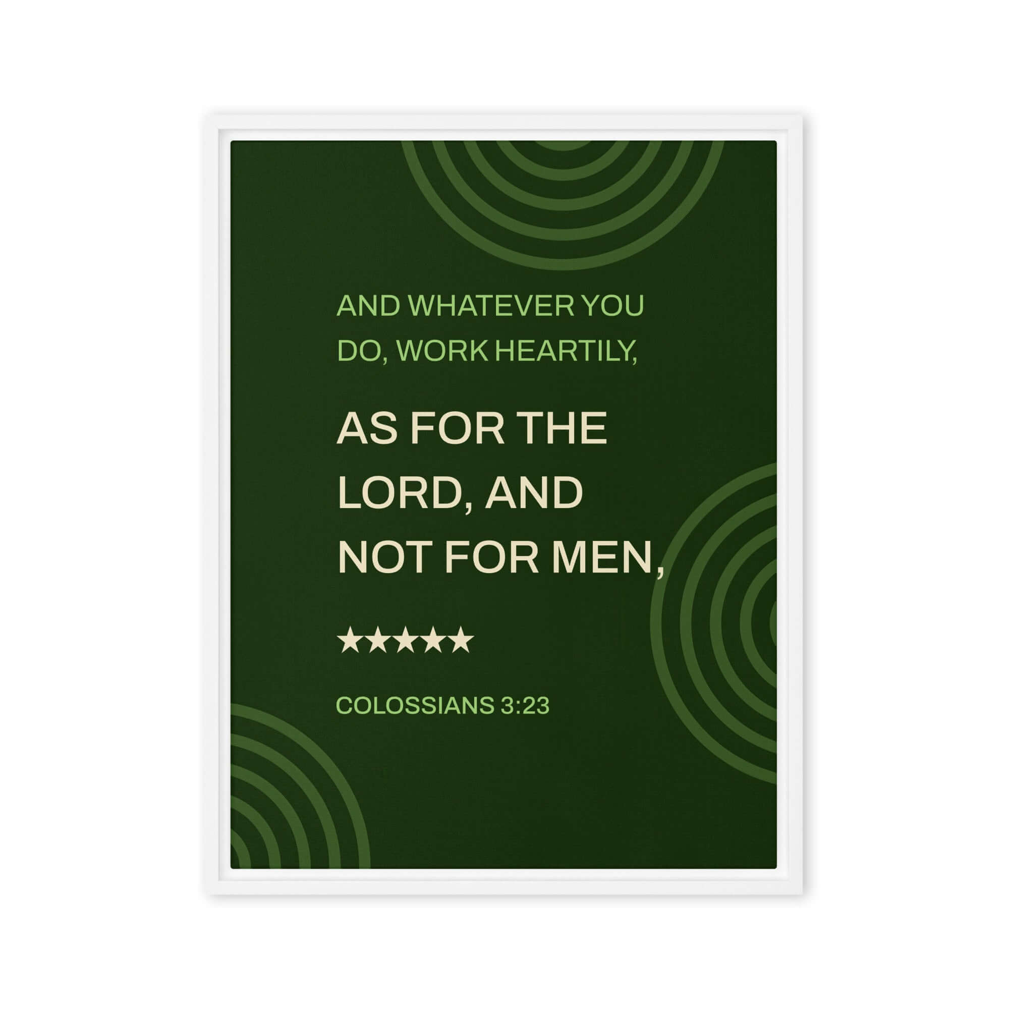 Colossians 3:23 Bible Verse, not for men Framed Canvas Print Wall Art White 24″×32″