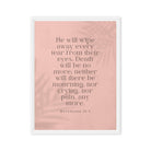 Revelation 21:4 Bible Verse, their eyes Framed Canvas Print Wall Art White 24″×32″