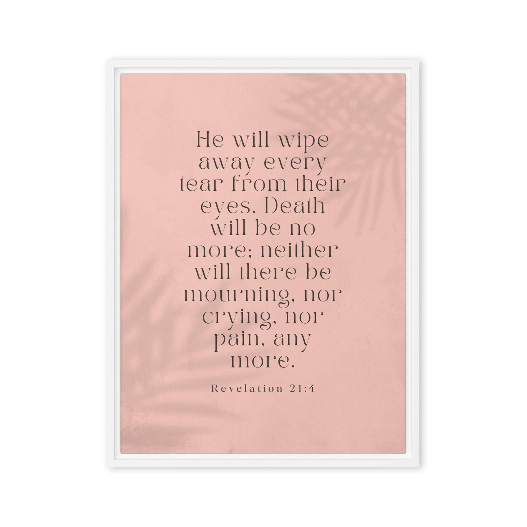 Revelation 21:4 Bible Verse, their eyes Framed Canvas Print Wall Art White 24″×32″