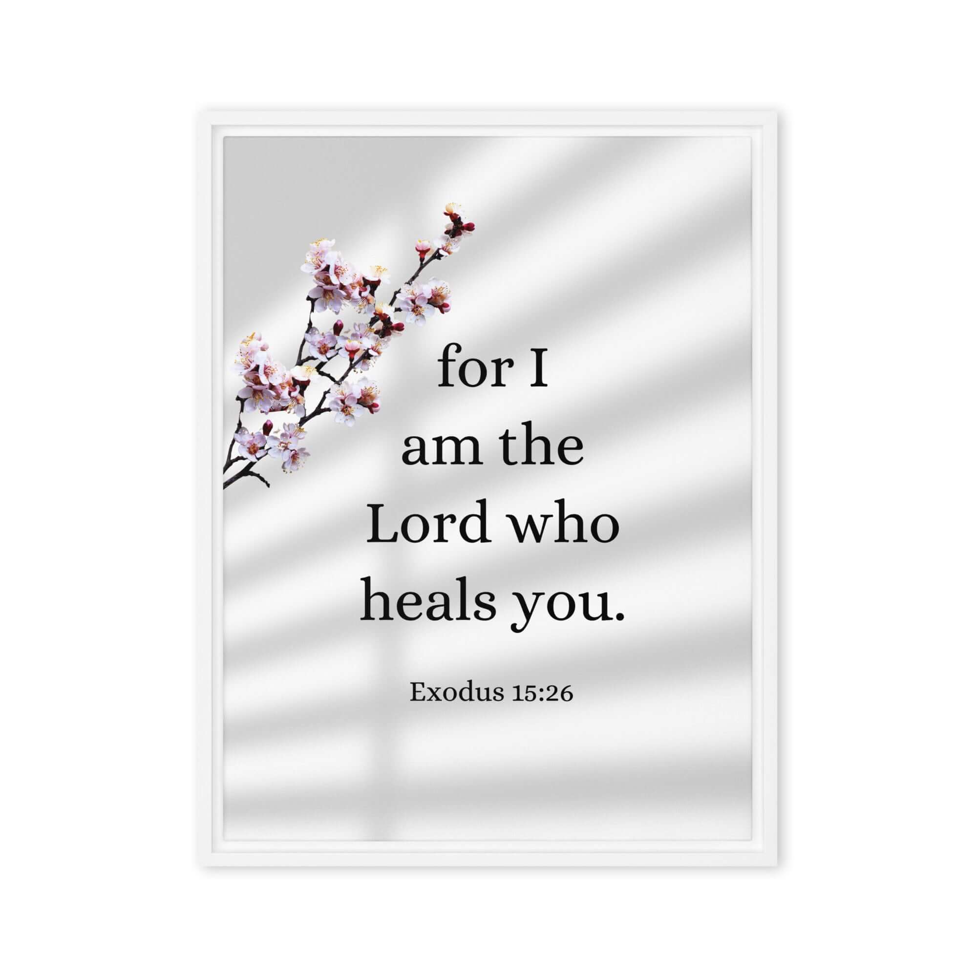 Exodus 15:26 Bible Verse, diligently listen Framed Canvas Print Wall Art White 24″×32″