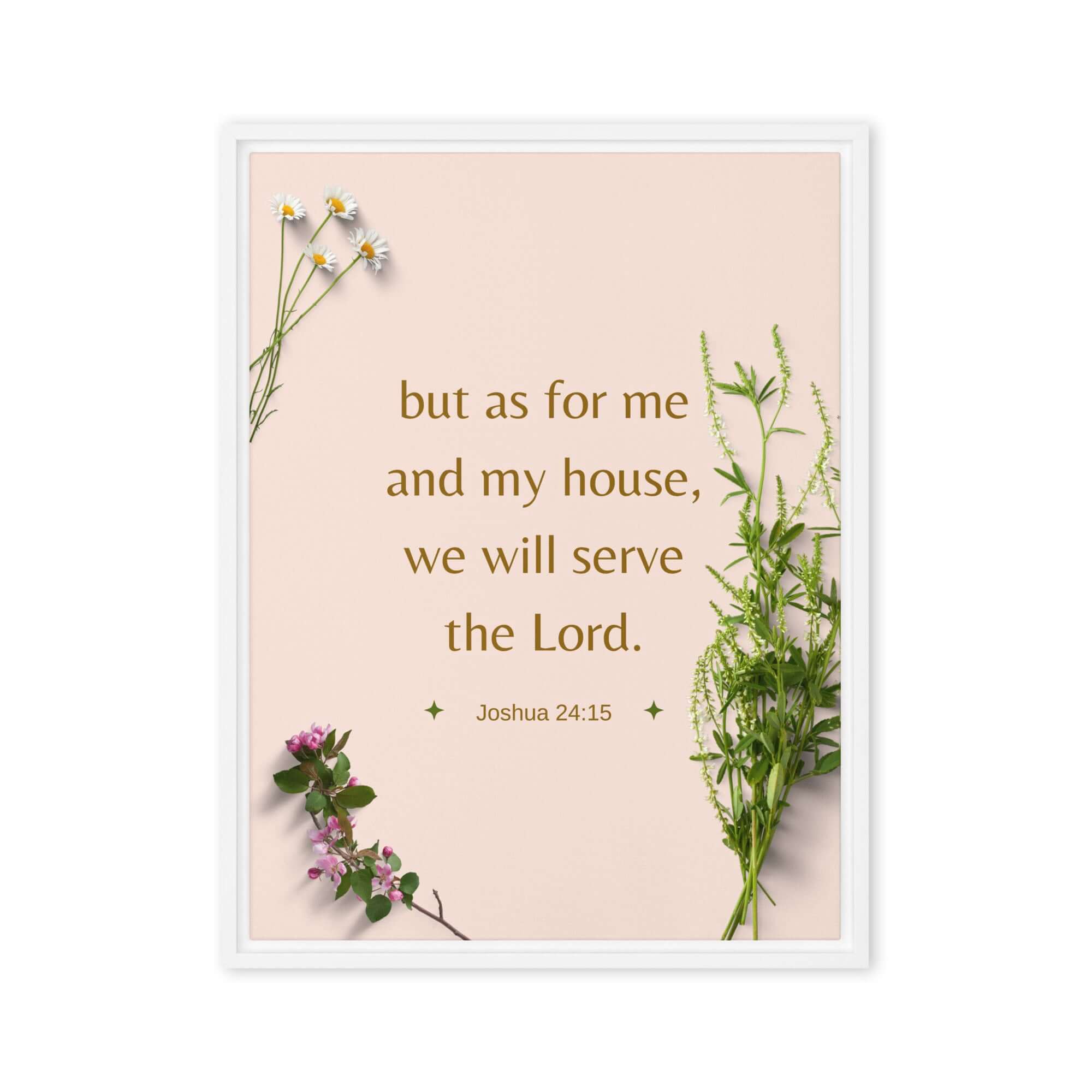 Joshua 24:15 Bible Verse, your fathers Framed Canvas Print Wall Art White 24″×32″