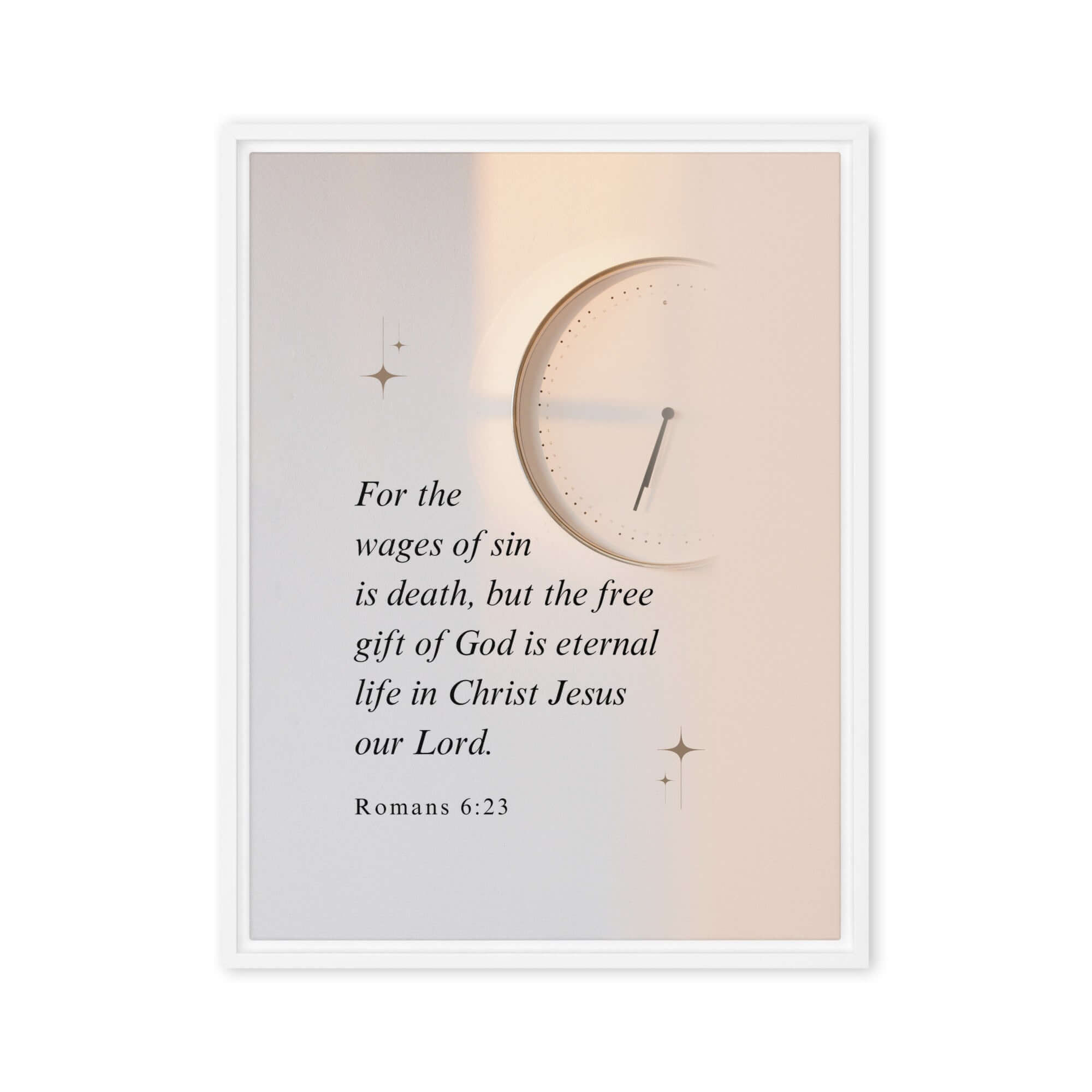 Romans 6:23 Bible Verse, our Lord Framed Canvas Print Wall Art White 24″×32″