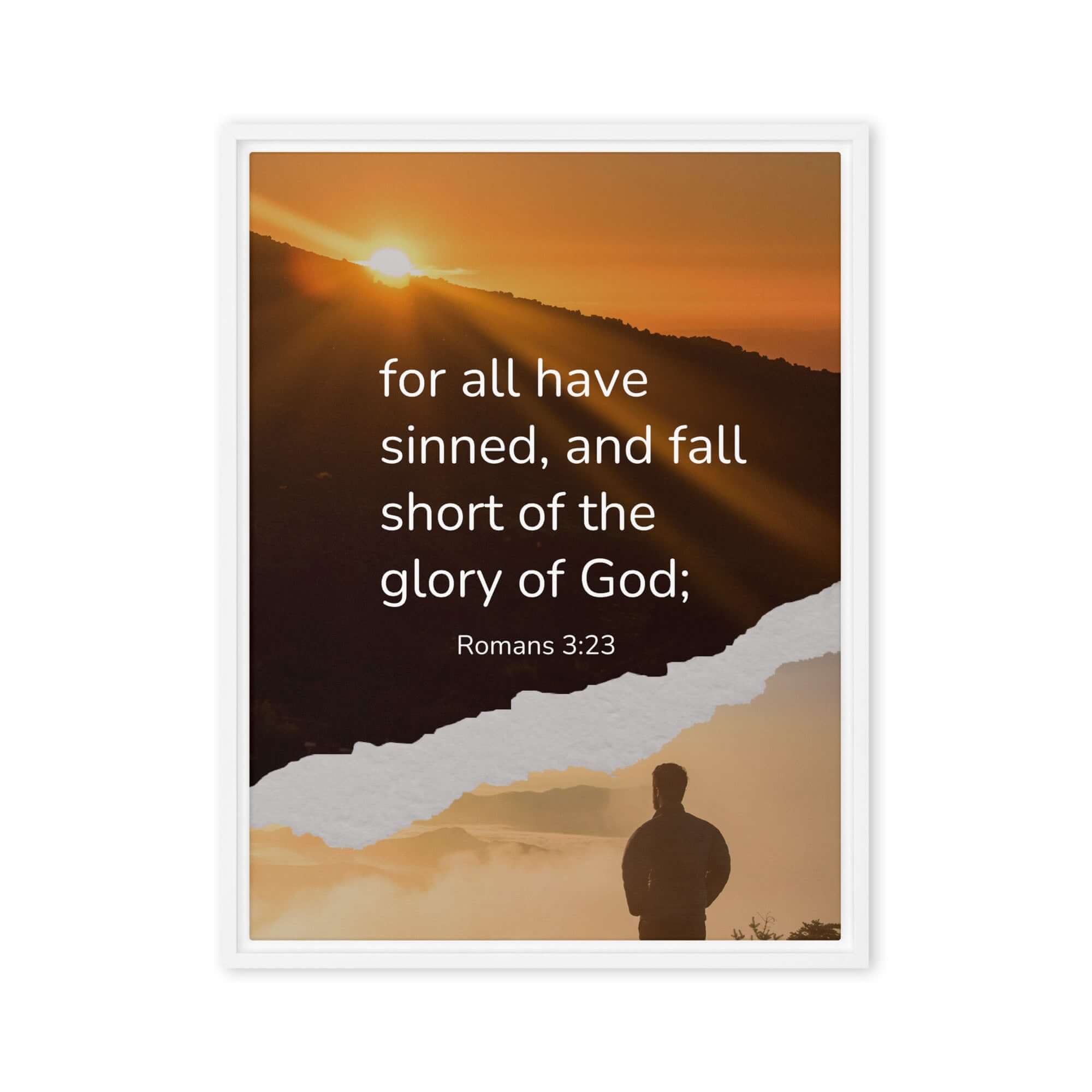 Romans 3:23 Bible Verse, of God Framed Canvas Print Wall Art White 24″×32″