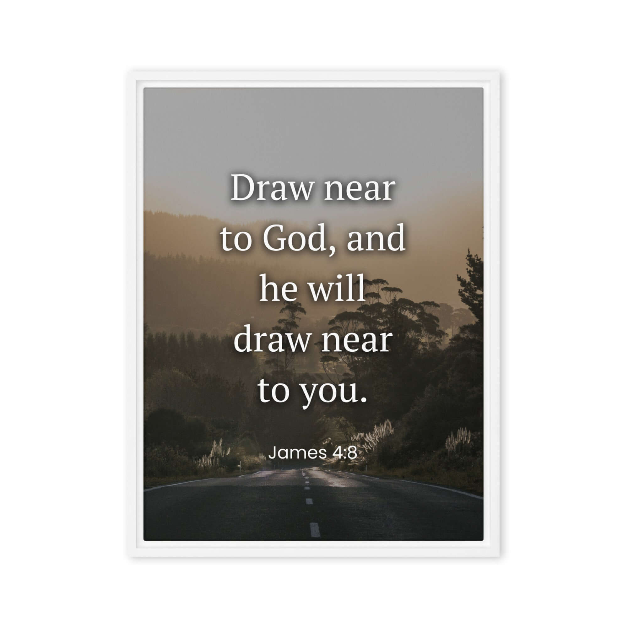 James 4:8 Bible Verse, Cleanse your Framed Canvas Print Wall Art White 24″×32″