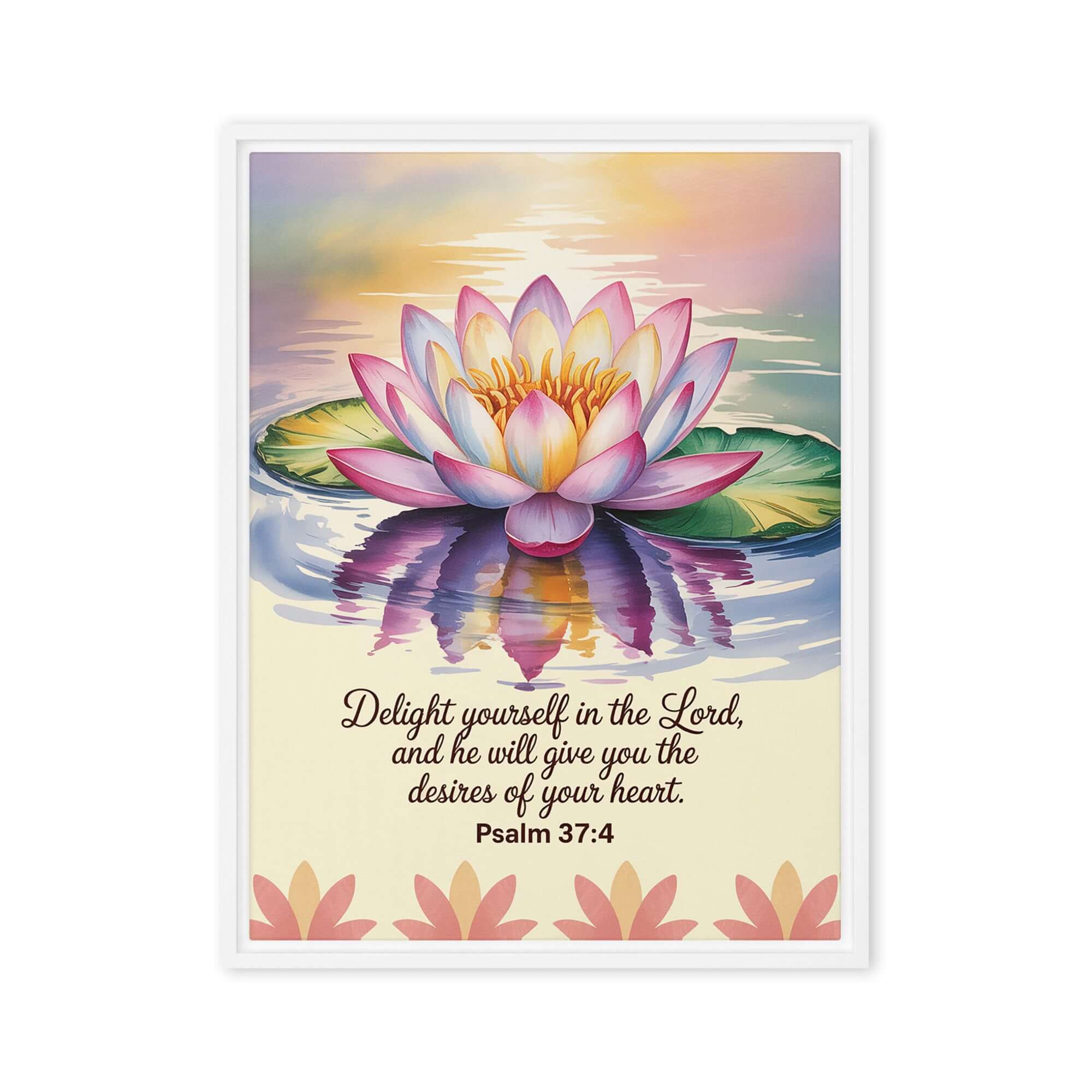 Psalm 37:4 Bible Verse, the Lord Framed Canvas White 24″×32″