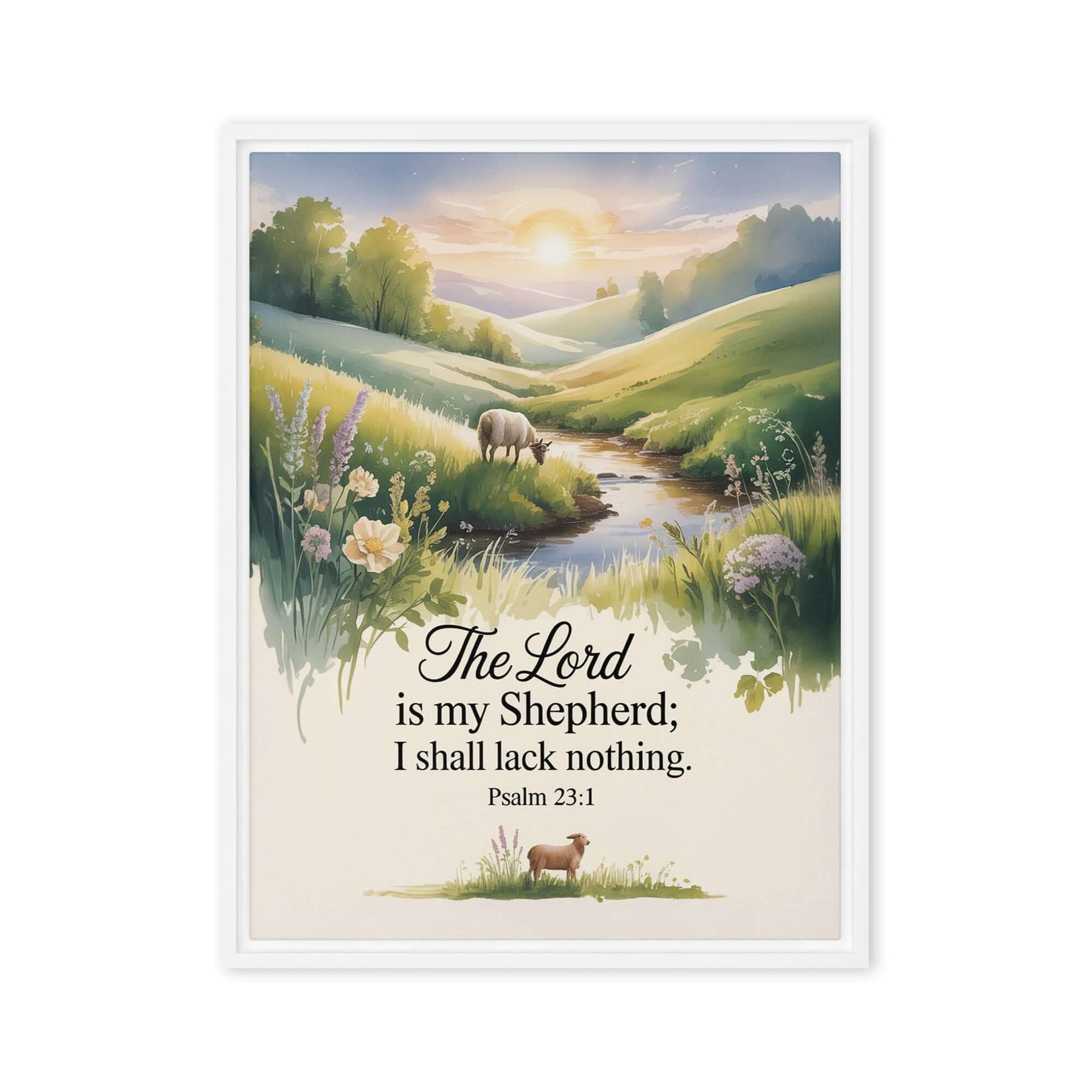 Psalm 23:1 Bible Verse, Lord Framed Canvas White 24″×32″