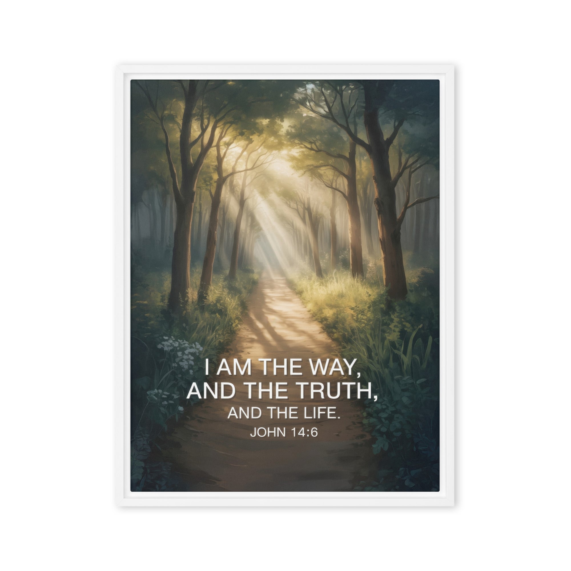 John 14:6 Bible Verse I Am Framed Canvas White 24″×32″