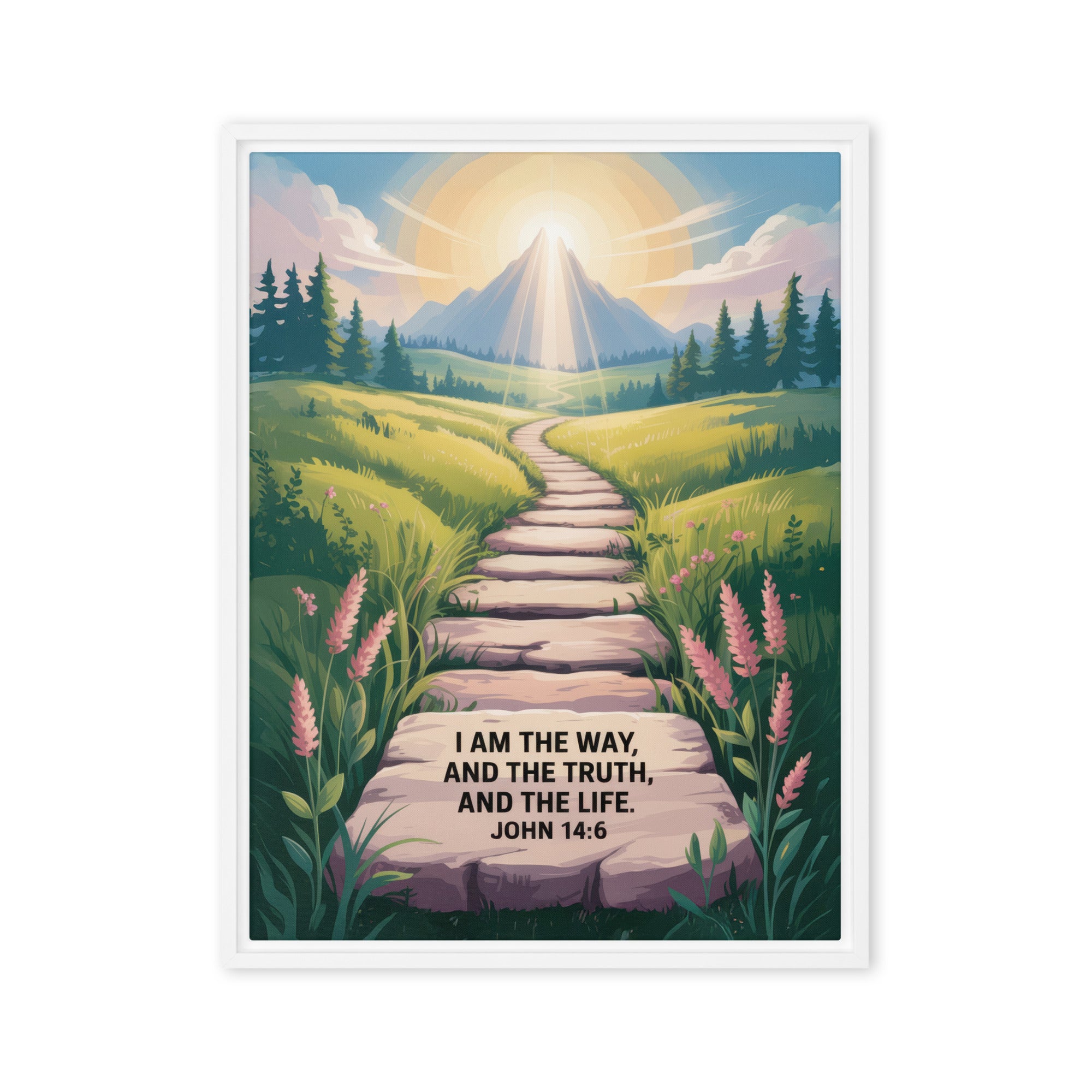 John 14:6 Bible Verse The Truth Framed Canvas White 24″×32″