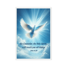 John 14:26 Bible Verse, Holy Spirit Dove Framed Canvas Print Wall Art White 24″×36″