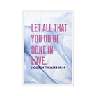 1 Corinthians 16:14 Bible Verse, Do it in Love Framed Canvas Print Wall Art White 24″×36″