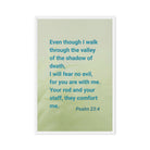 Psalm 23:4 Bible Verse, fear no evil Framed Canvas Print Wall Art White 24″×36″