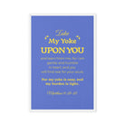 Matthew 11:29-30 Bible Verse, Take my yoke Framed Canvas Print Wall Art White 24″×36″