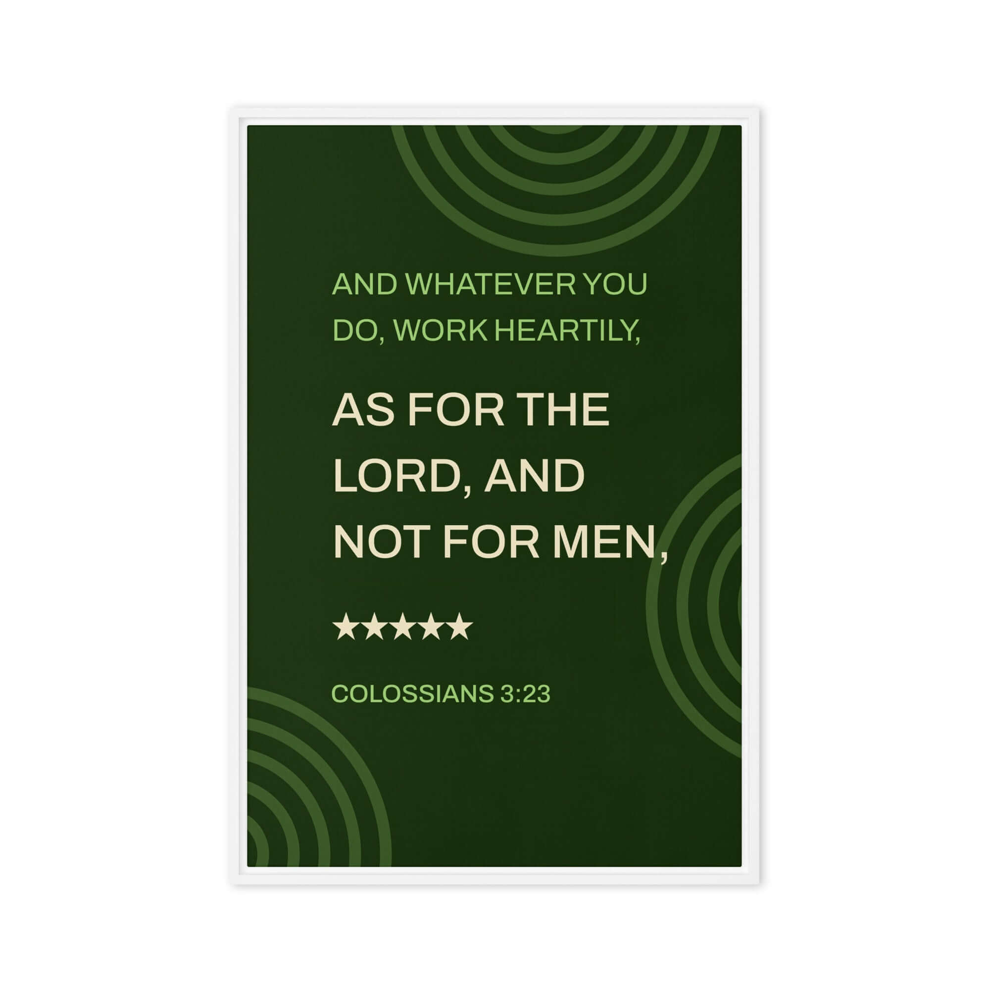 Colossians 3:23 Bible Verse, not for men Framed Canvas Print Wall Art White 24″×36″