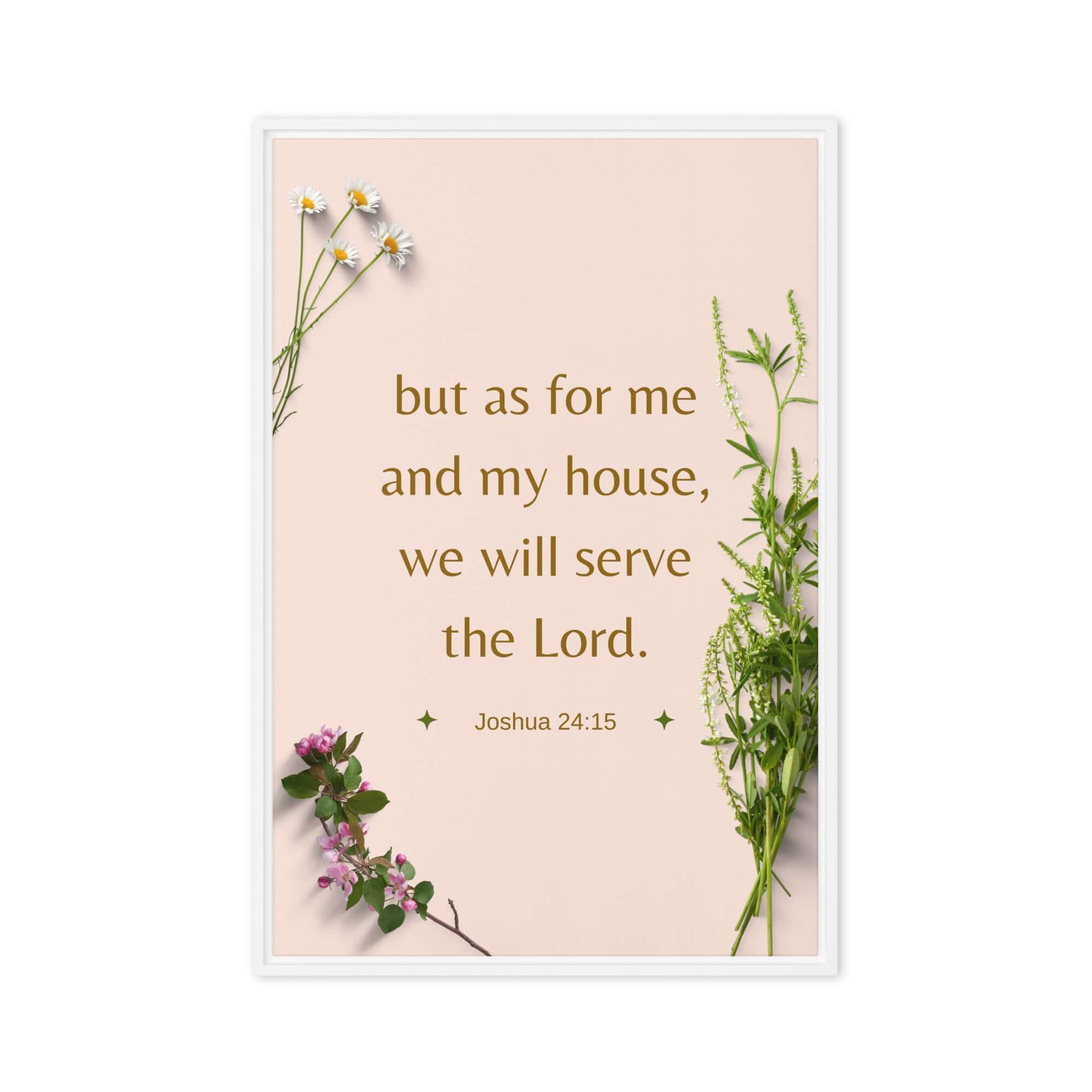 Joshua 24:15 Bible Verse, your fathers Framed Canvas Print Wall Art White 24″×36″