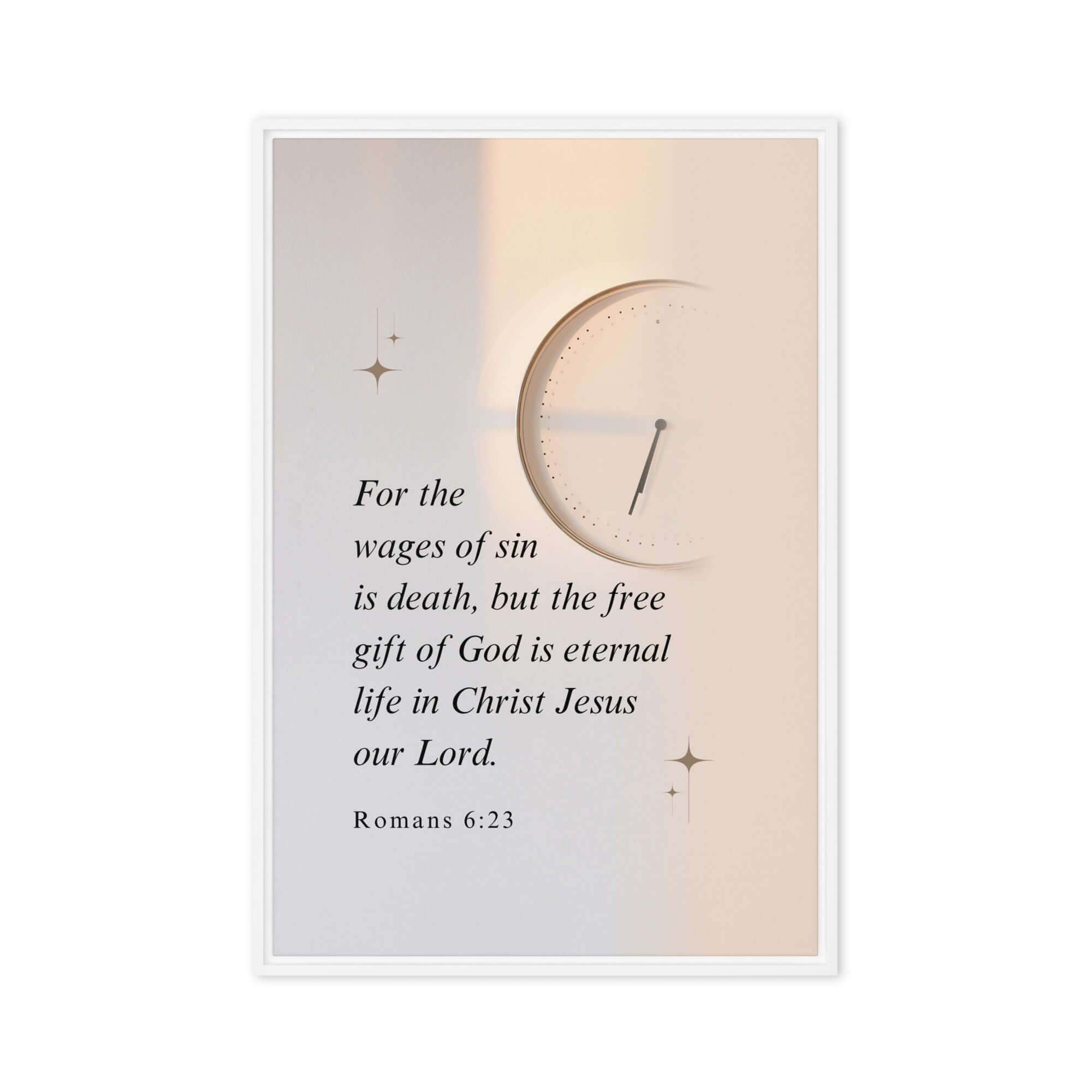Romans 6:23 Bible Verse, our Lord Framed Canvas Print Wall Art White 24″×36″