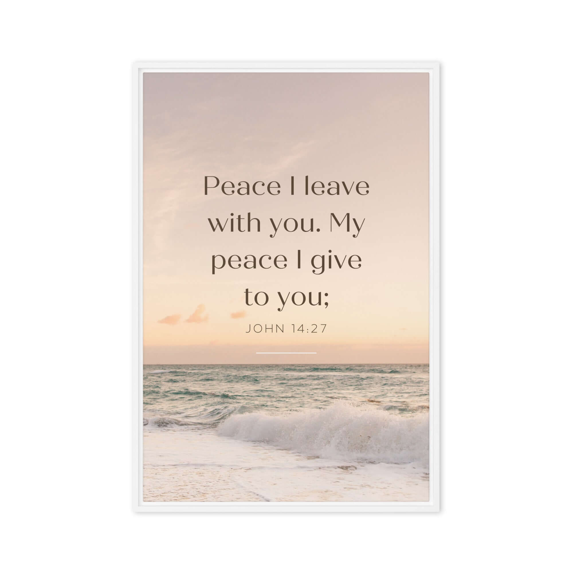 John 14:27 Bible Verse, not as the Framed Canvas Print Wall Art White 24″×36″