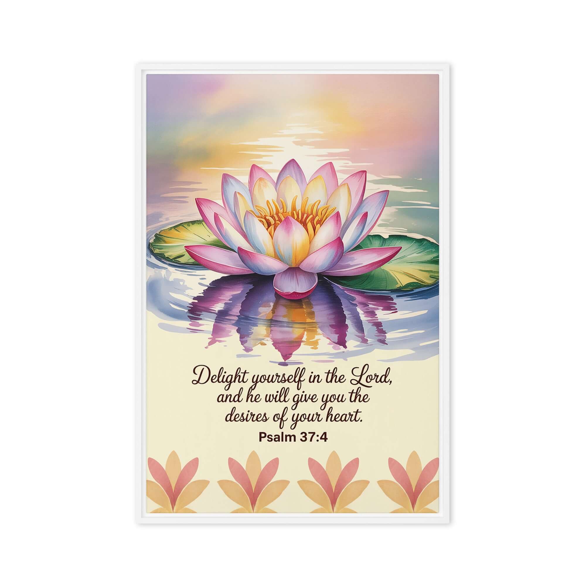 Psalm 37:4 Bible Verse, the Lord Framed Canvas White 24″×36″