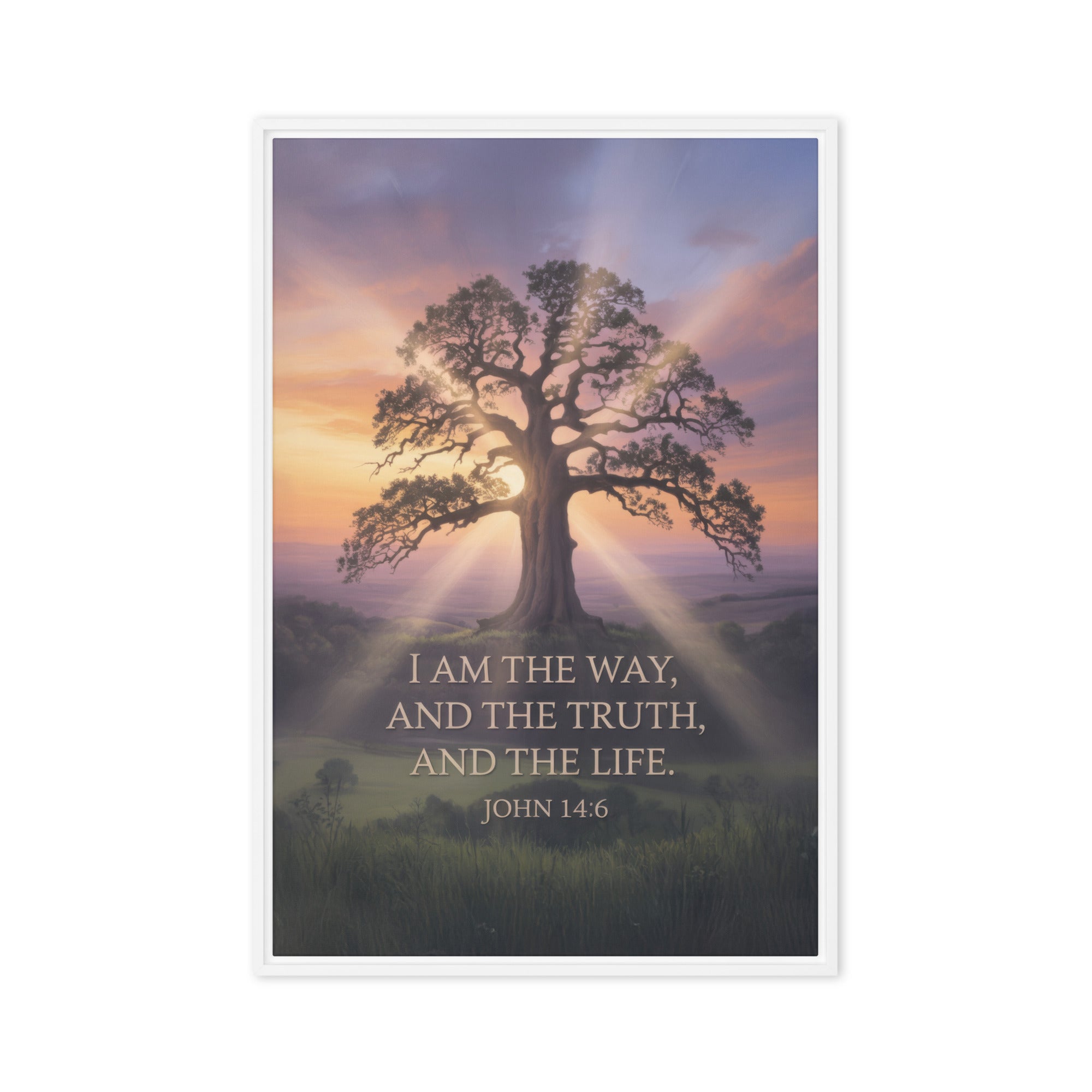 John 14:6 Bible Verse Jesus said Framed Canvas White 24″×36″