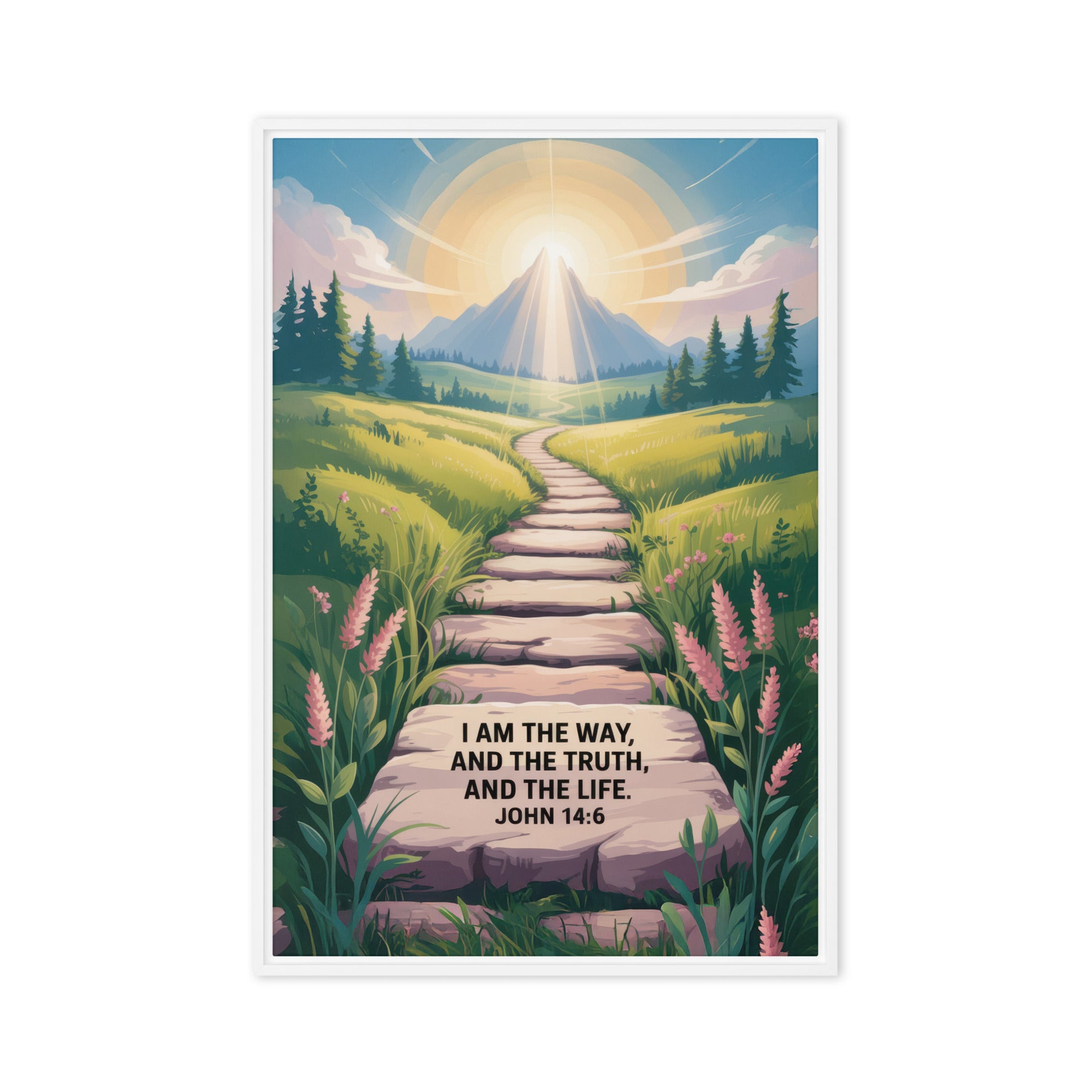 John 14:6 Bible Verse The Truth Framed Canvas White 24″×36″