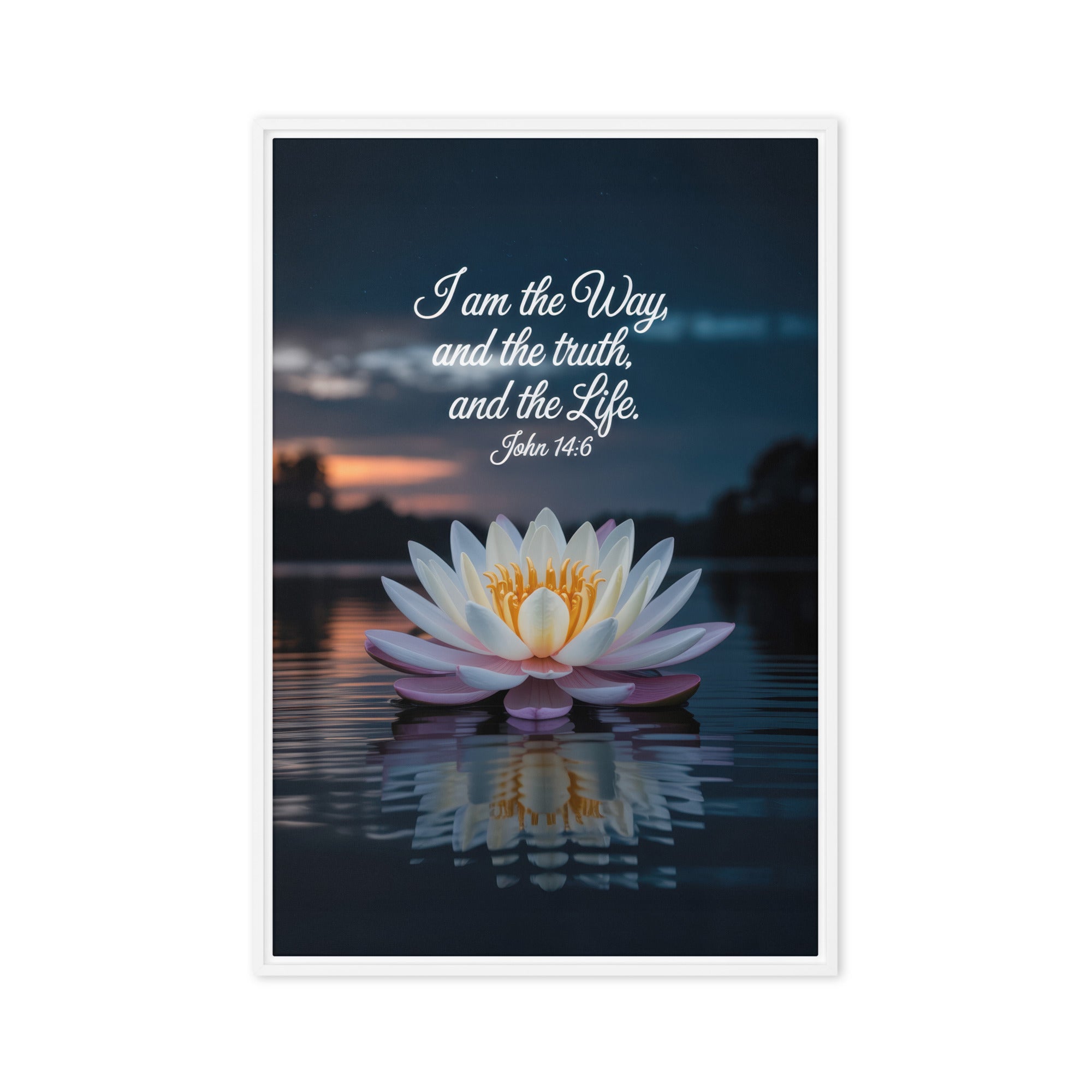 John 14:6 Bible Verse The Father Framed Canvas White 24″×36″