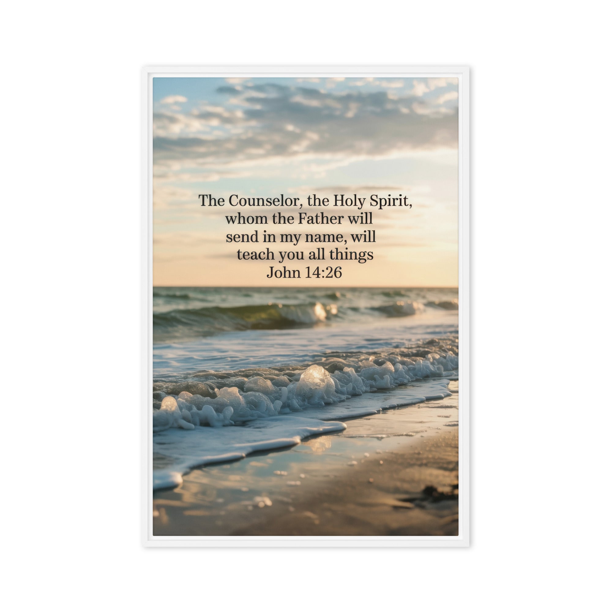 John 14:26 Bible Verse You All Framed Canvas White 24″×36″