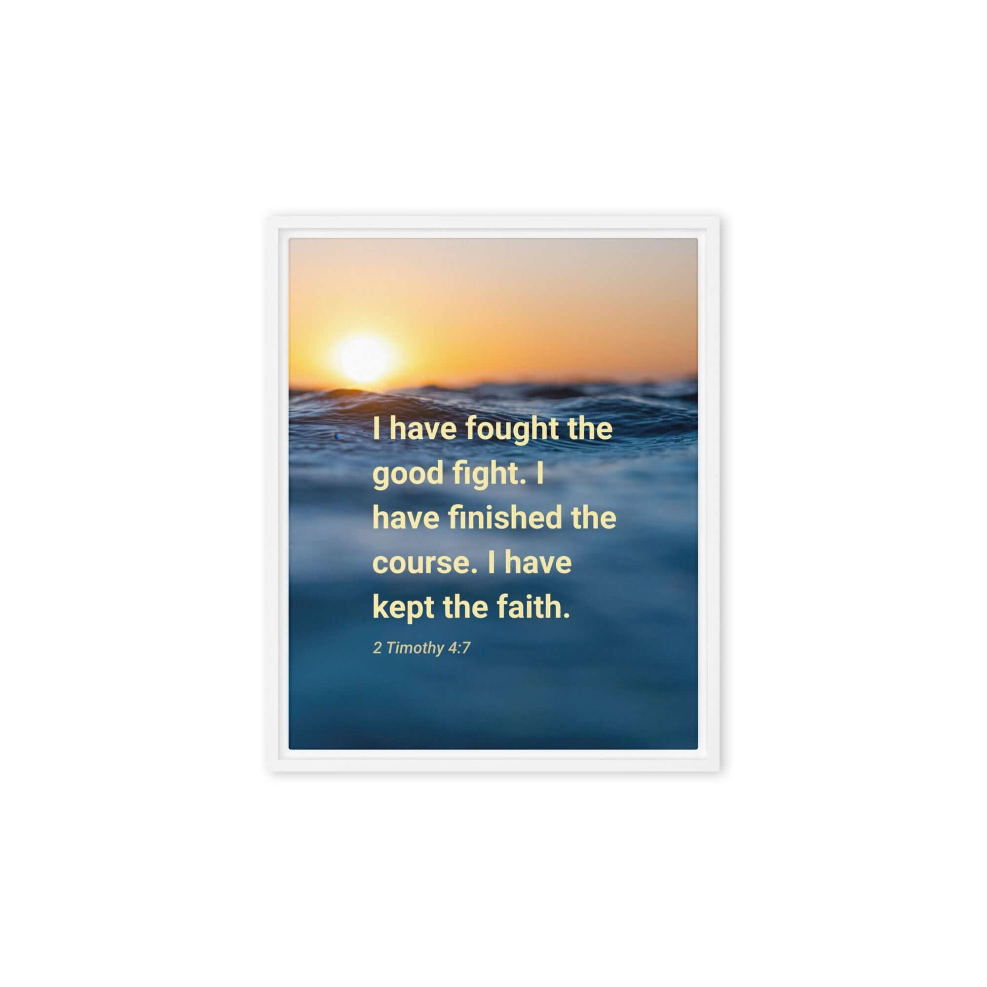 2 Timothy 4:7 Bible Verse, kept the faith Framed Canvas Print Wall Art White 8″×10″