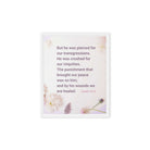 Isaiah 53:5 Bible Verse, by his wounds Framed Canvas Print Wall Art White 8″×10″