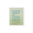 Psalm 23:4 Bible Verse, fear no evil Framed Canvas Print Wall Art White 8″×10″