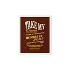 Matthew 11:29-30 Bible Verse, learn from me Framed Canvas Print Wall Art White 8″×10″