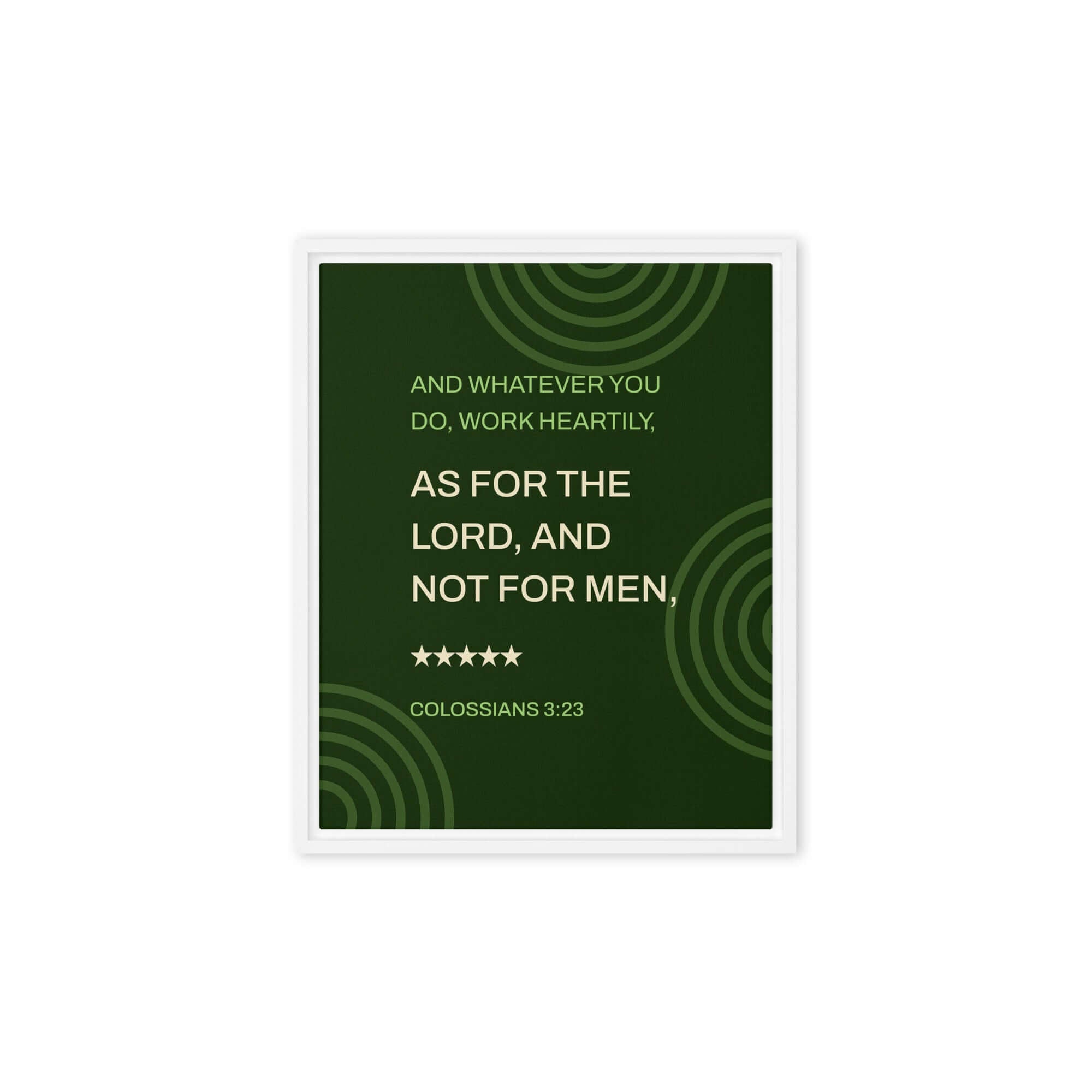 Colossians 3:23 Bible Verse, not for men Framed Canvas Print Wall Art White 8″×10″